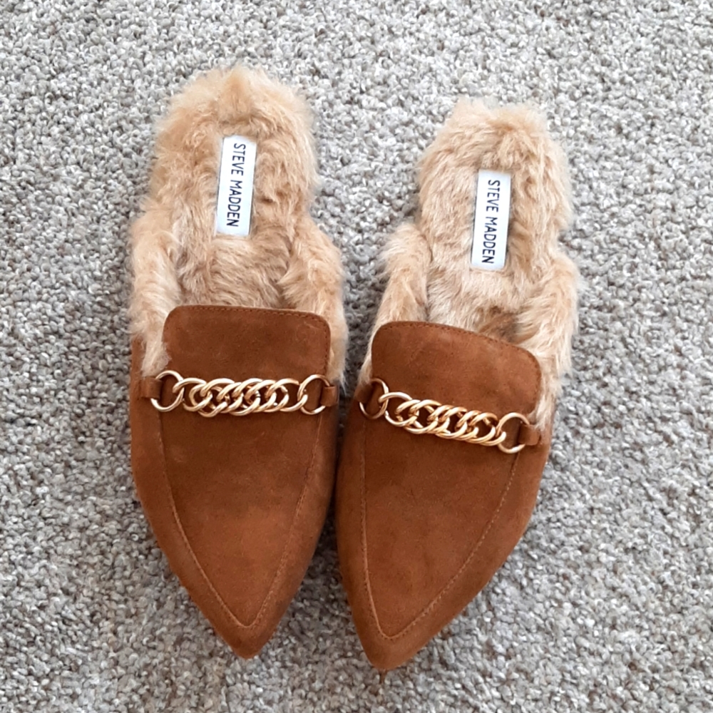 Stevemadden brown slide on loafers